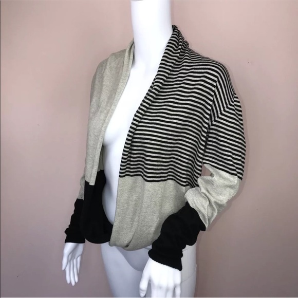 Max Studio Sweaters - Max Studio Shrug Sweater SZ S Striped Tan Black